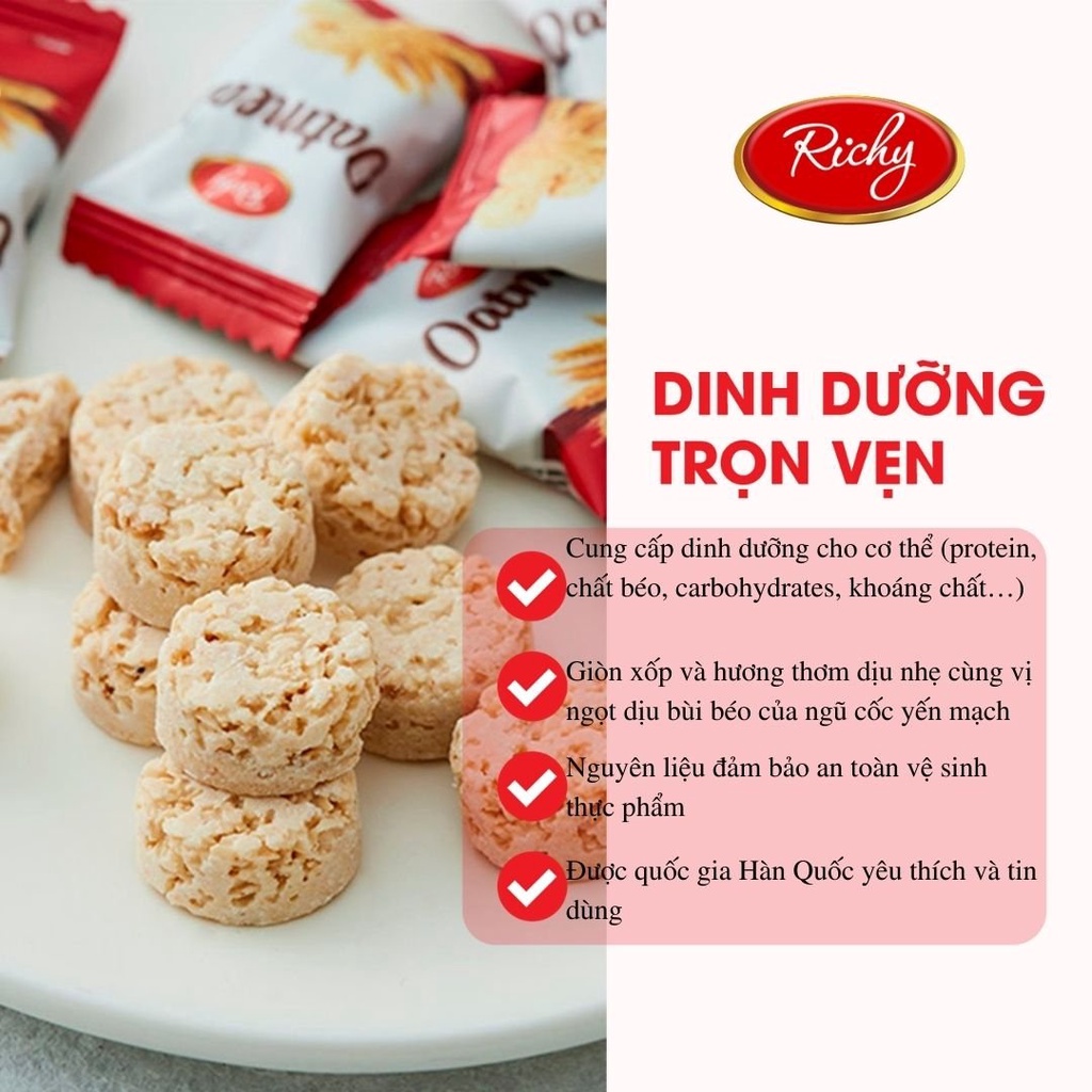 Thùng Bánh Yến Mạch Richy tròn túi 250gr ( 20 túi)