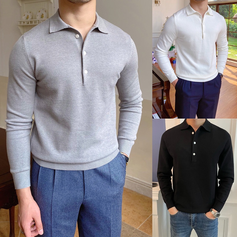 Áo Thun Polo Dài Tay Thoáng Khí Phong Cách Doanh Nhân Thời Trang Mùa Hè Cho Nam Size M-3xl