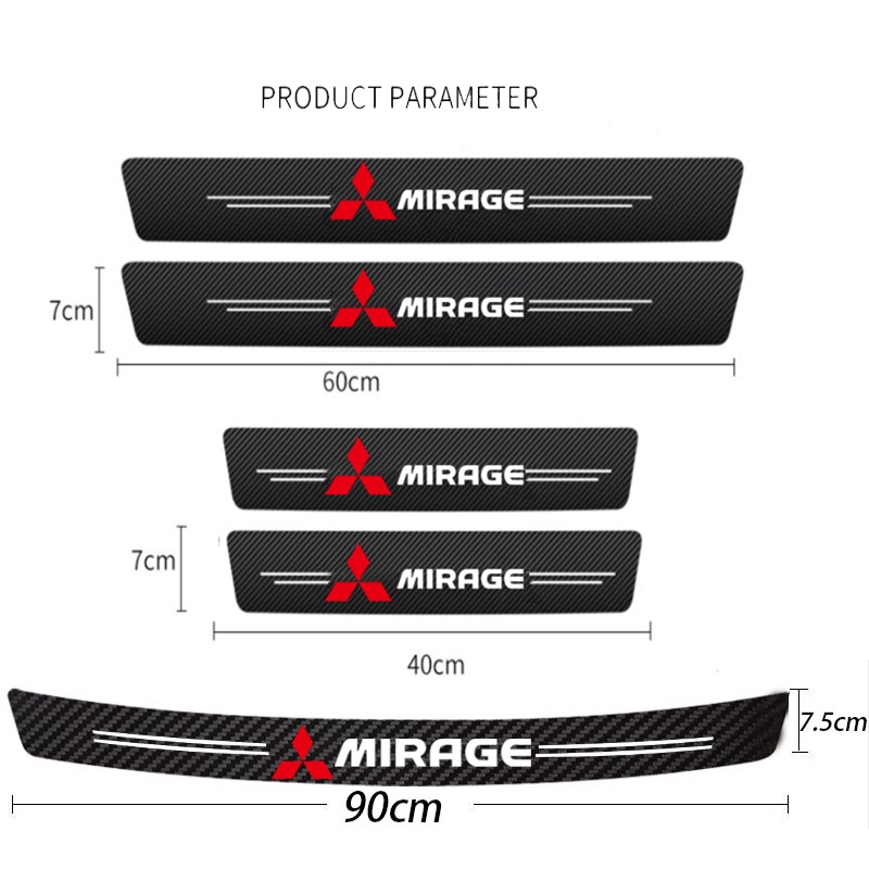 Miếng Dán Cửa Xe Hơi Bằng Da Sợi Carbon Chống Trầy Cho Mitsubishi Mirage G4 G5 G3 RalliArt