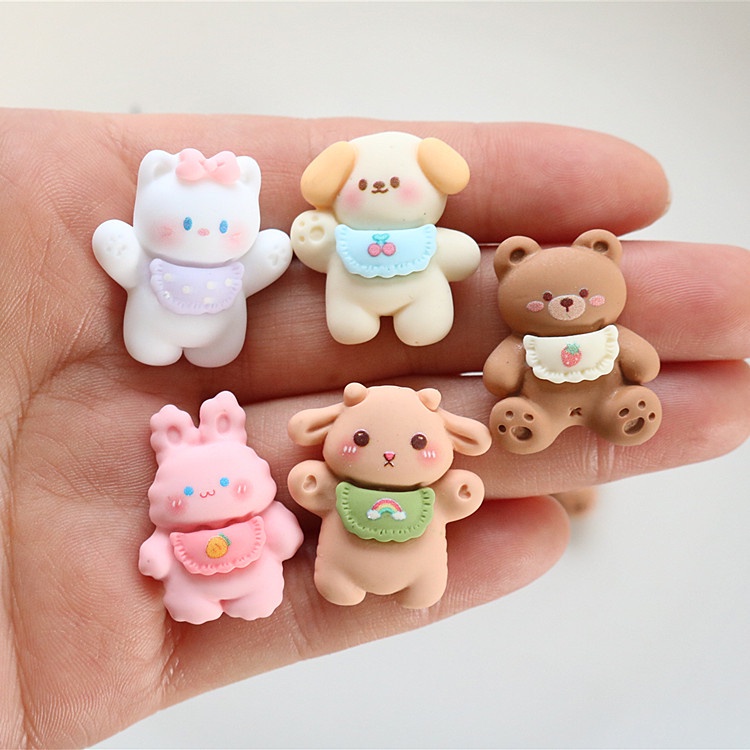 Phụ Kiện Trang Trí Sổ Tay Hình Gấu / Thỏ Bằng Nhựa Resin Lấp Lánh DIY