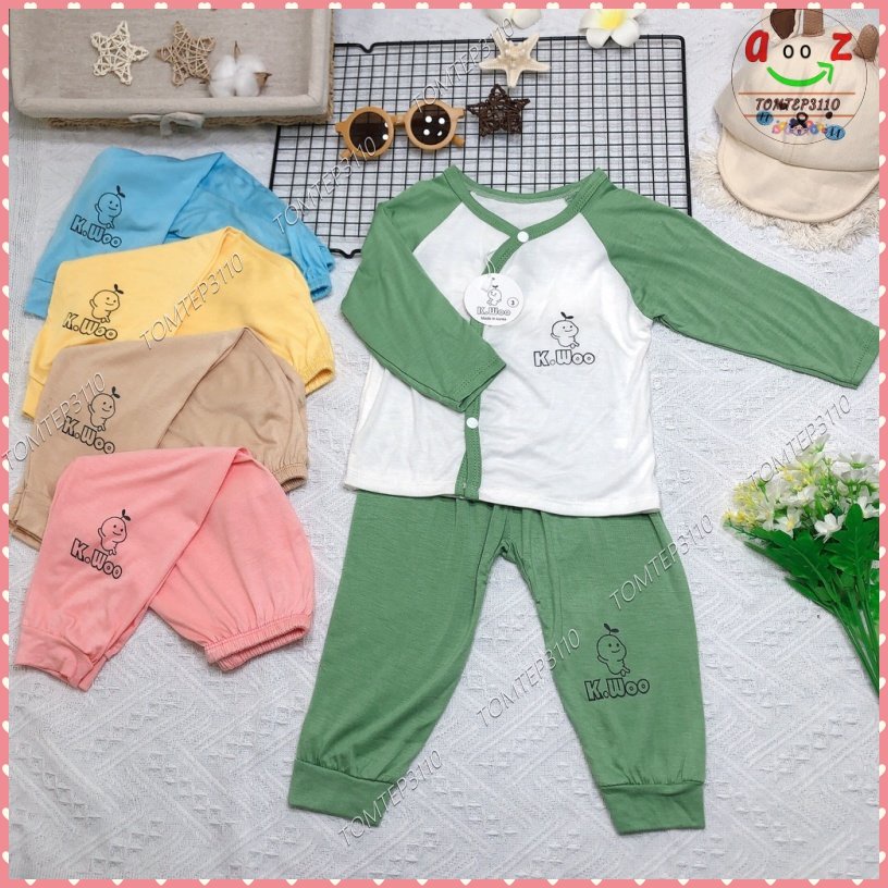 Quần Áo Sơ Sinh, Bộ Dài Tay Cao Cấp Thun Lạnh KWOO Cho Bé 3-9Kg