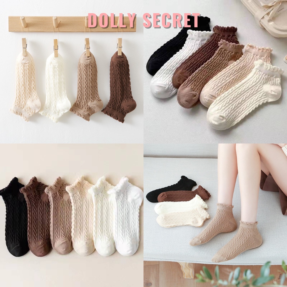 Set 5 đôi tất cổ ngắn cute, vớ thấp cổ đáng yêu phong cách Hàn Quốc DOLLY SECRET