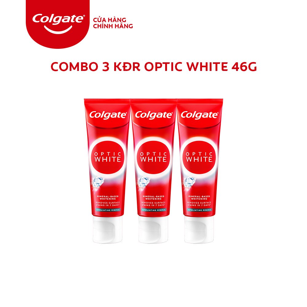 [HB gift] Bộ 3 Kem đánh răng Colgate làm trắng & sáng răng Optic White 46g