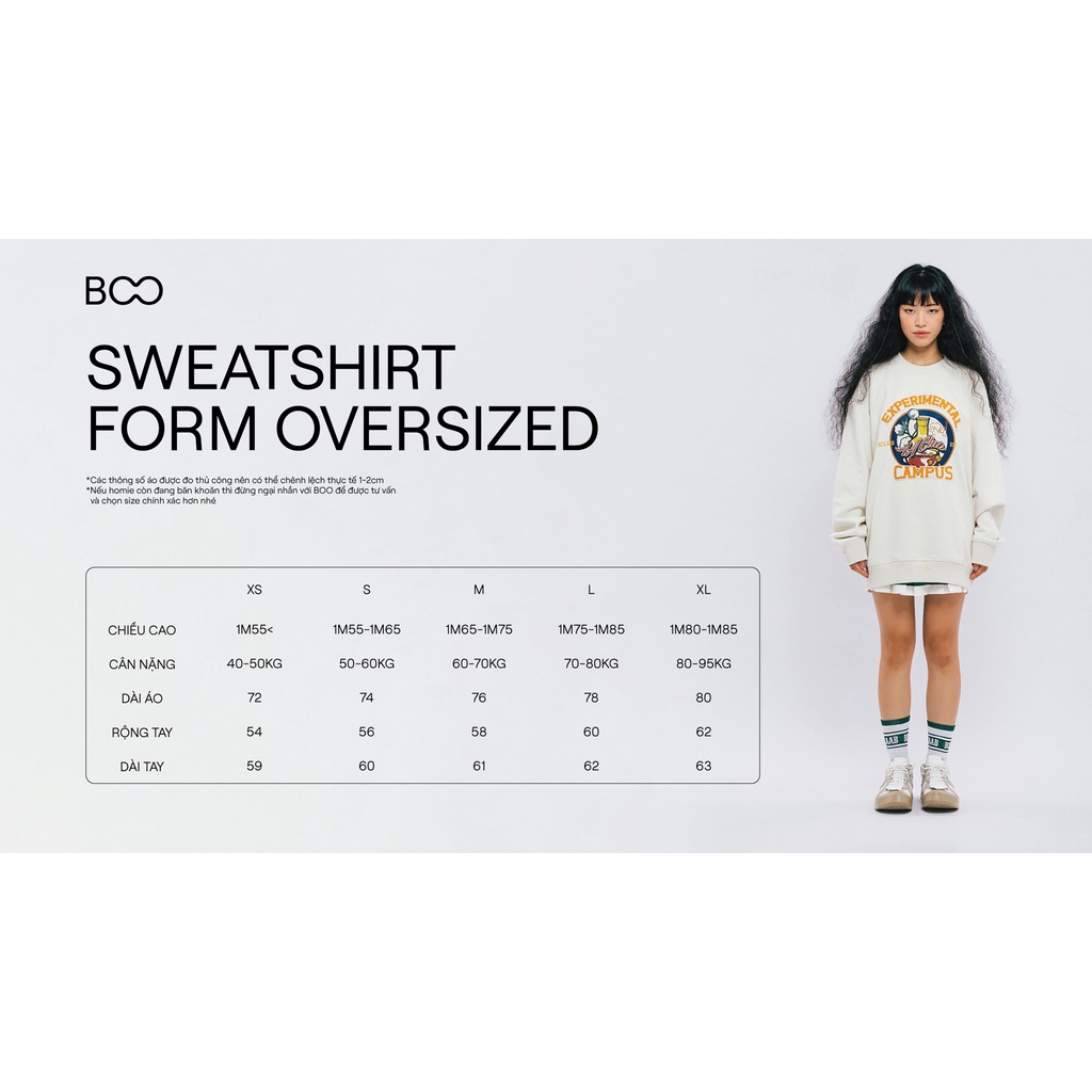Áo Ni Không Mũ Unisex BOO Dáng Rộng In Pattern Hayho
