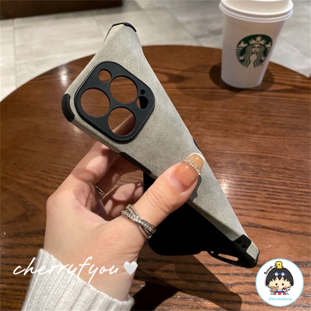 Ốp Điện Thoại Da Cừu Viền TPU Dẻo Màu Trơn Sang Trọng Chống Bám Vân Tay / Rơi Cho IPhone 14 11 13 12 Pro Max