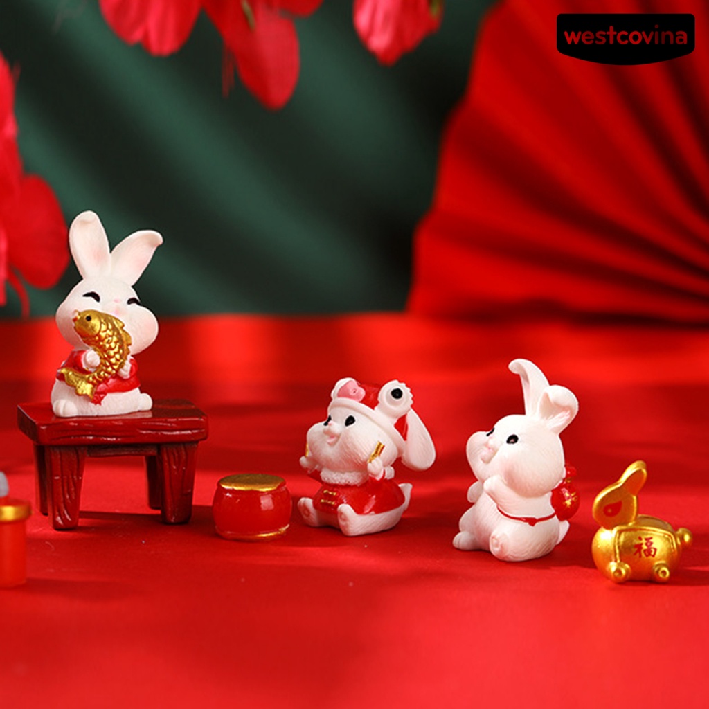 [Hot]☃Set 2 / 3 Mô Hình Thỏ Trung Hoa Trang Trí Năm Mới