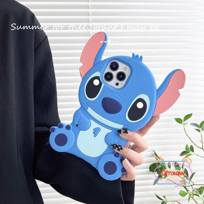 Ốp Điện Thoại Silicon Mềm Hình Stitch Xanh Dương Cho iPhone 14 Pro Max 13 Pro Max 12 Pro Max 11 Pro Max