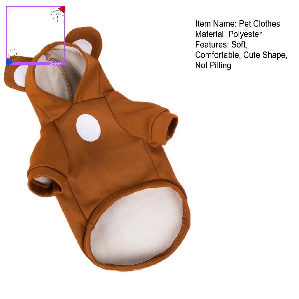 [VM] Áo Chui Đầu Dáng Rộng Có Mũ Trùm Hai Ống Không Trơn Hình Tai Gấu Cho Chó Mèo