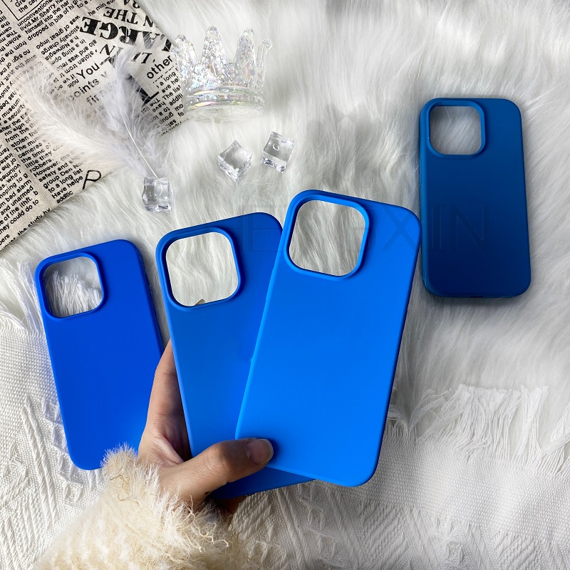 Ốp Điện Thoại Silicon Màu Xanh Dương Thời Trang Chống Rơi Cho iPhone 12 12 promax 13 promax 14 plus 14 promax