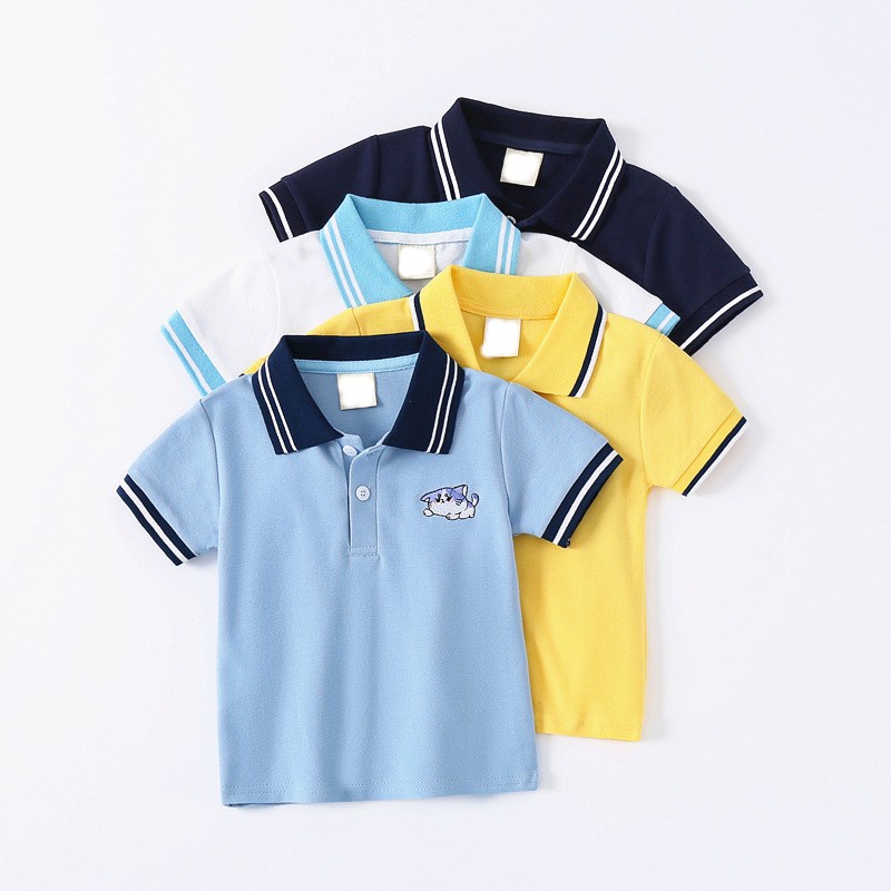 Áo polo cộc tay thêu hình chất cotton mềm mịn cho bé Namkidshop (V851)