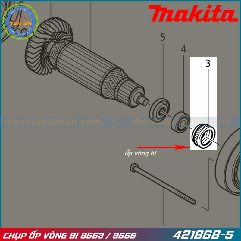 Chụp bảo vệ vòng bi máy mài 9553 9556 Makita 421868-5