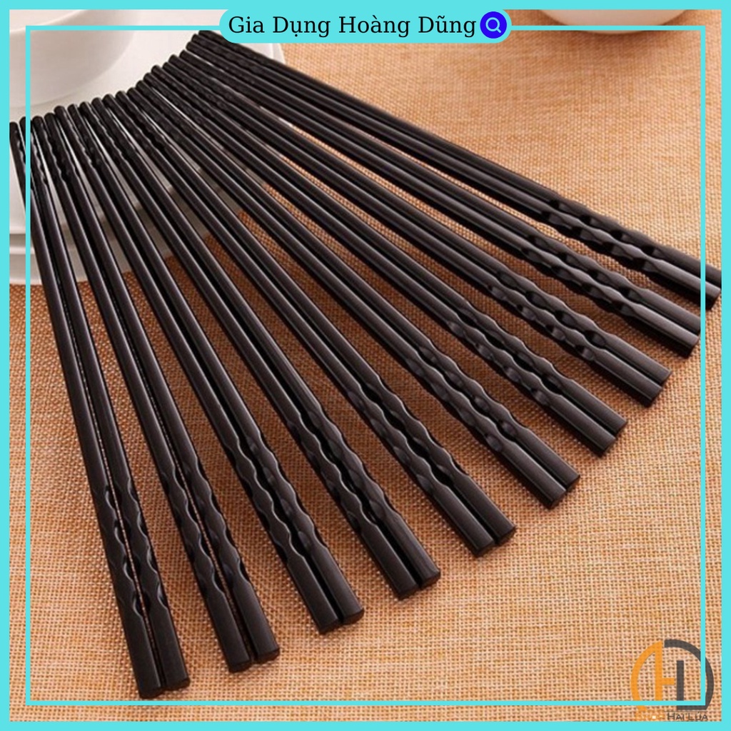 Đũa nhựa kháng khuẩn xoắn 2 đầu chống trượt màu đen Sang Trọng Chất Lượng Cao [ bộ 10 đôi ]