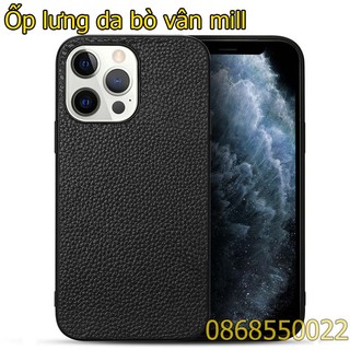 Ốp lưng da bò vân mil iPhone 14 pro max cao cấp