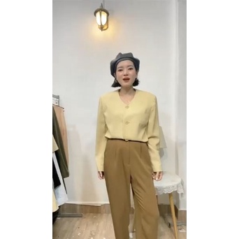 Áo blazer tay dài croptop Nhật/Hàn siêu sang