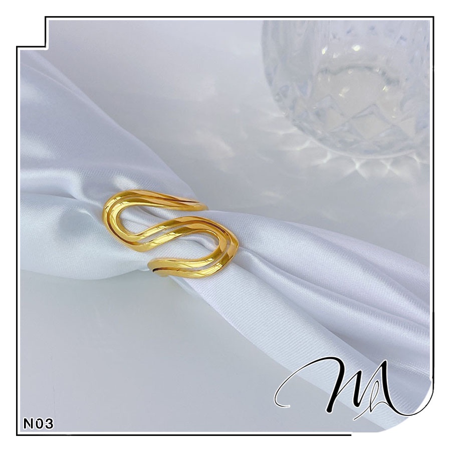 Nhẫn nữ Titan lượn sóng kép rỗng cá tính - Măng's House N03