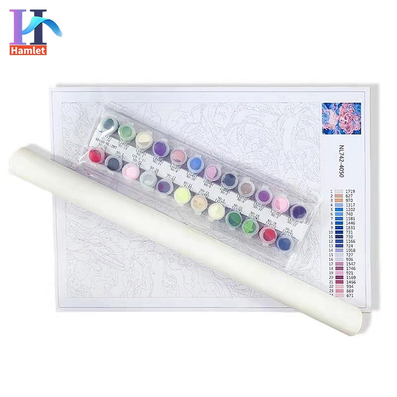 Bộ tranh sơn dầu acrylic Hamlet tô màu theo số hình chúc may mắn trang trí nhà cửa cỡ 40*50cm