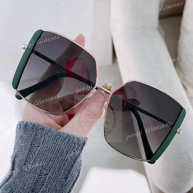 Kính Mát Gọng Vuông Kim Loại Chống Tia UV Thời Trang Cho Nữ