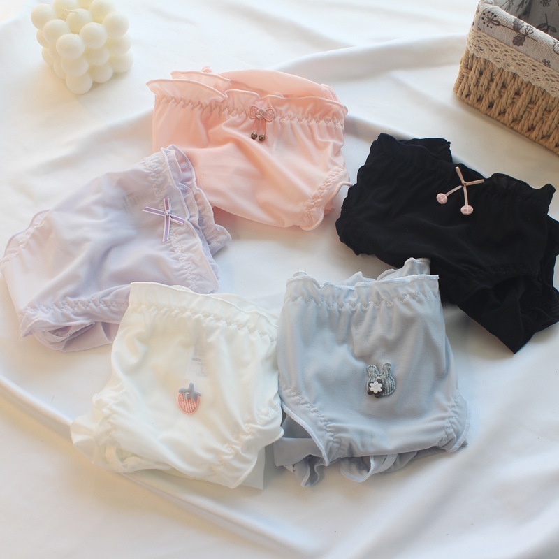 Quần Lót Lụa Nhún Bèo Phong Cách Lolita Nhật Bản Dễ Thương Cho Nữ