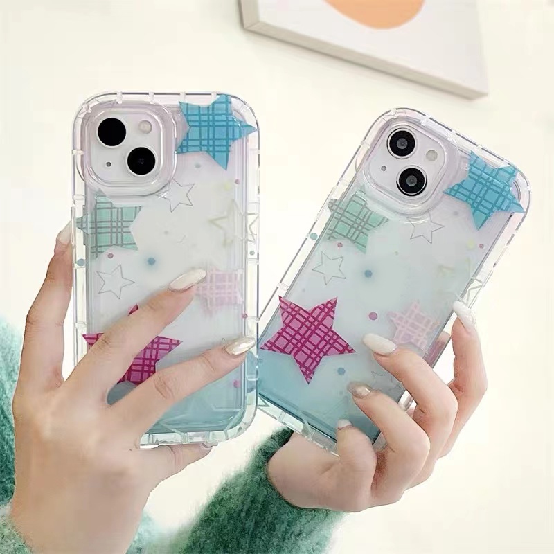 Ốp Điện Thoại TPU Silicon Mềm Trong Suốt Chống Sốc Hình Ngôi Sao Nhiều Màu Cho IPhone 14 13 12 11 Pro XS Max X XR 8 7 6 6S Plus