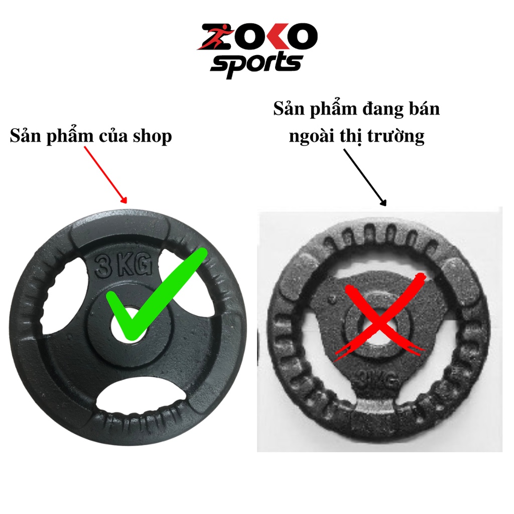 Tạ đĩa gang 3kg, bánh tạ gang, tạ đĩa ba cánh lỗ phi 30 bền đẹp giá tốt sản xuất Việt Nam - SÀI GÒN SPORT