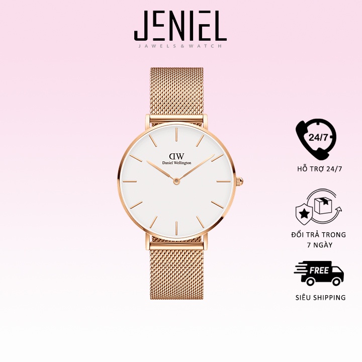 Đồng hồ Nữ Daniel Wellington dây lưới - Petite Melrose mặt trắng - vỏ vàng hồng