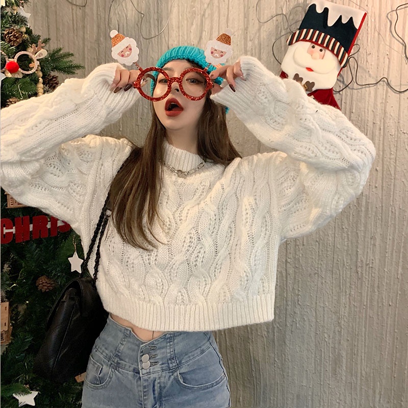 ZHELIHANGFEI Áo Sweater Cổ Tròn Dáng Rộng Thời Trang Hàn Quốc Đơn Giản Dễ Phối Đồ