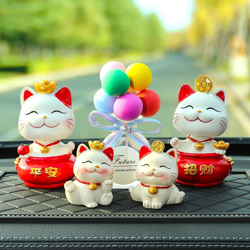 Mèo Hoạt Hình Bằng Nhựa Resin Để Bàn Trang Trí Xe Hơi