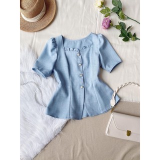 Áo Bigsize Nữ Mập Fashion Áo Kiểu Bigsize Áo Xanh SILK Cổ Vuông Xoe Tà Siêu Hách Dáng Đủ Size 50-90kg AO0019