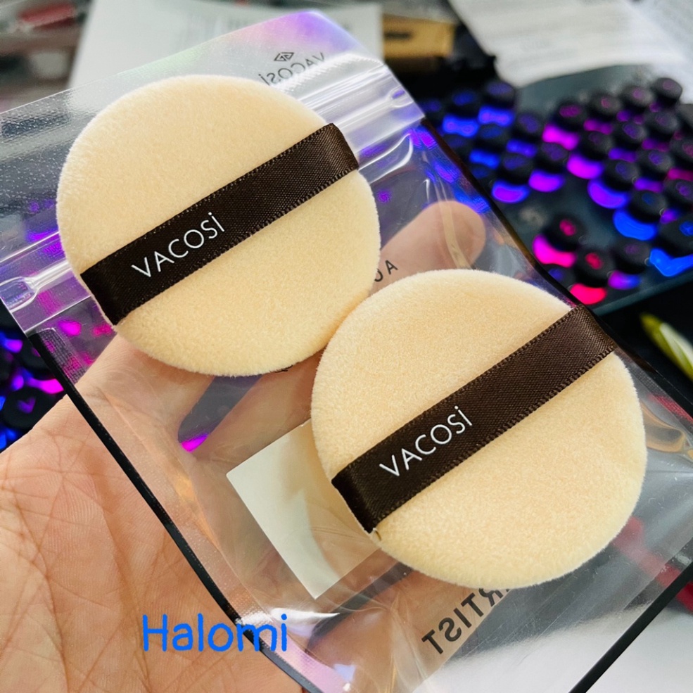 Bông phấn phủ Vacosi 2 chiếc siêu mềm mịn bám phấn, set 2 chiếc bông tán phấn VACOSI TRANCI