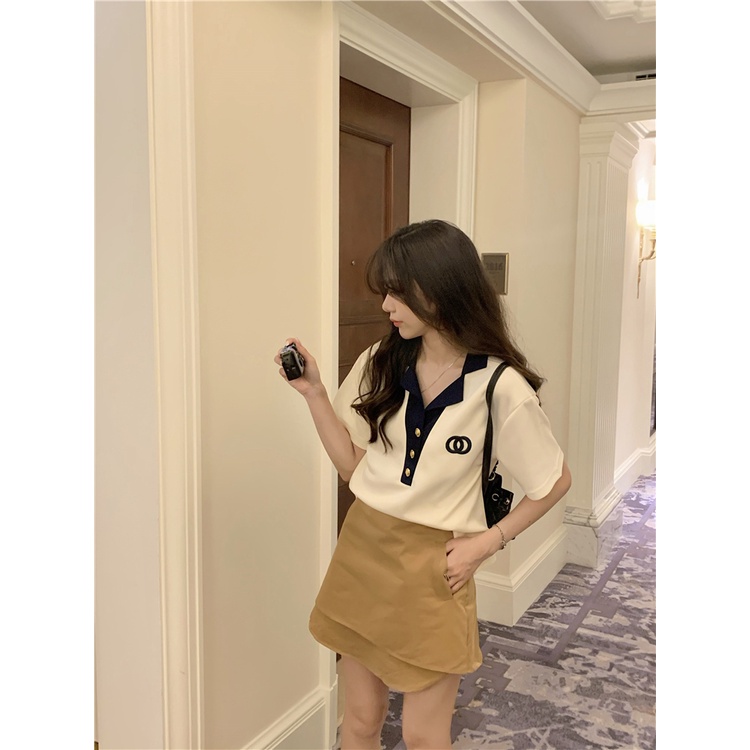 QOEDDV Áo polo Ngắn Tay Phong Cách Trẻ Trung