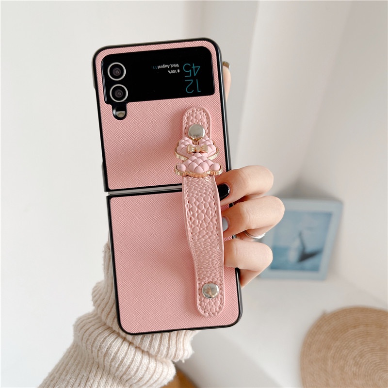 Bao Da Điện Thoại PU Chống Sốc Hình Gấu Dễ Thương Cho Samsung Galaxy Z Flip 4 Z Flip 3 5G Z Flip4 ZFlip3