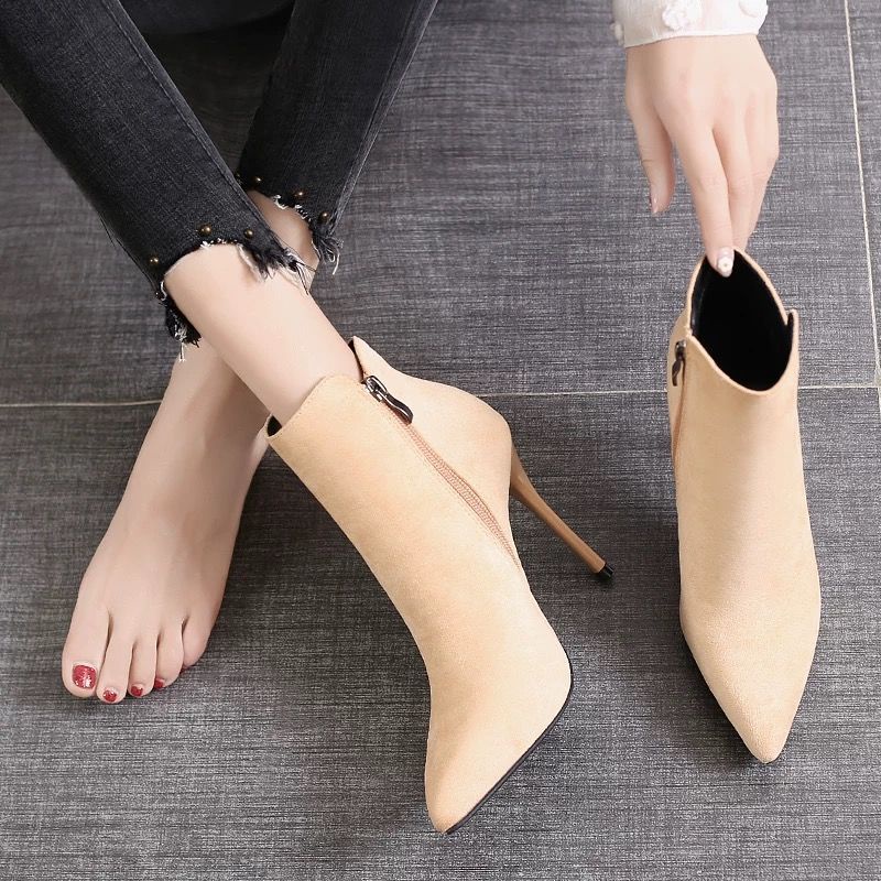 Bốt Nữ Hàn Quốc 5cm Cổ Cao AAA Da Mềm Kiểu Dáng Trẻ Trung