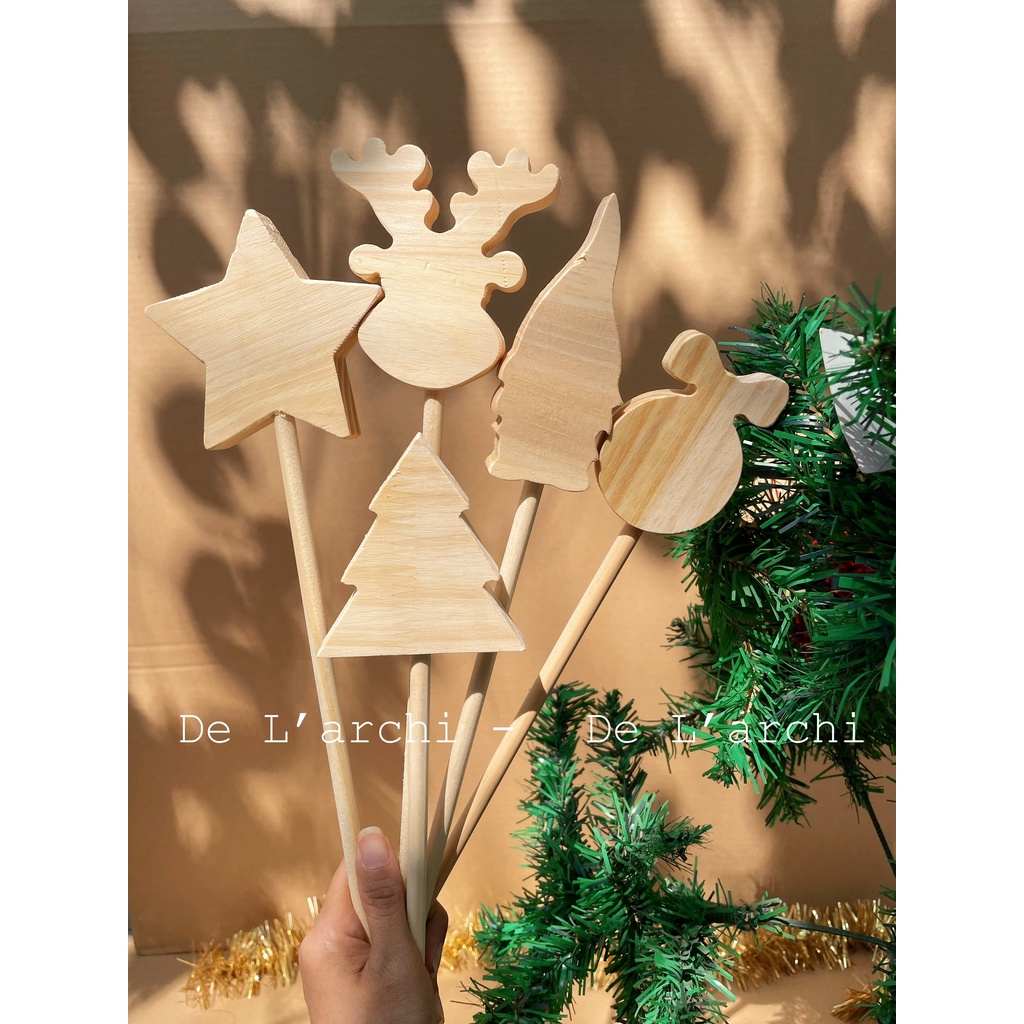 Đũa thần Noel bằng gỗ trang trí nhà cửa
