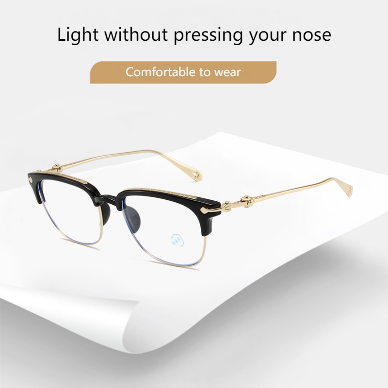 Mắt Kính Nửa Gọng Kim Loại Chống Bức Xạ Thời Trang Cho Nam