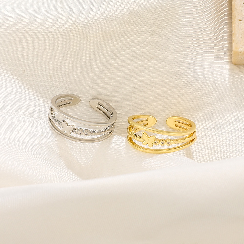 Nhẫn Hở Hình Bướm Nhiều Lớp Bằng Kim Loại Thời Trang Cho Nữ