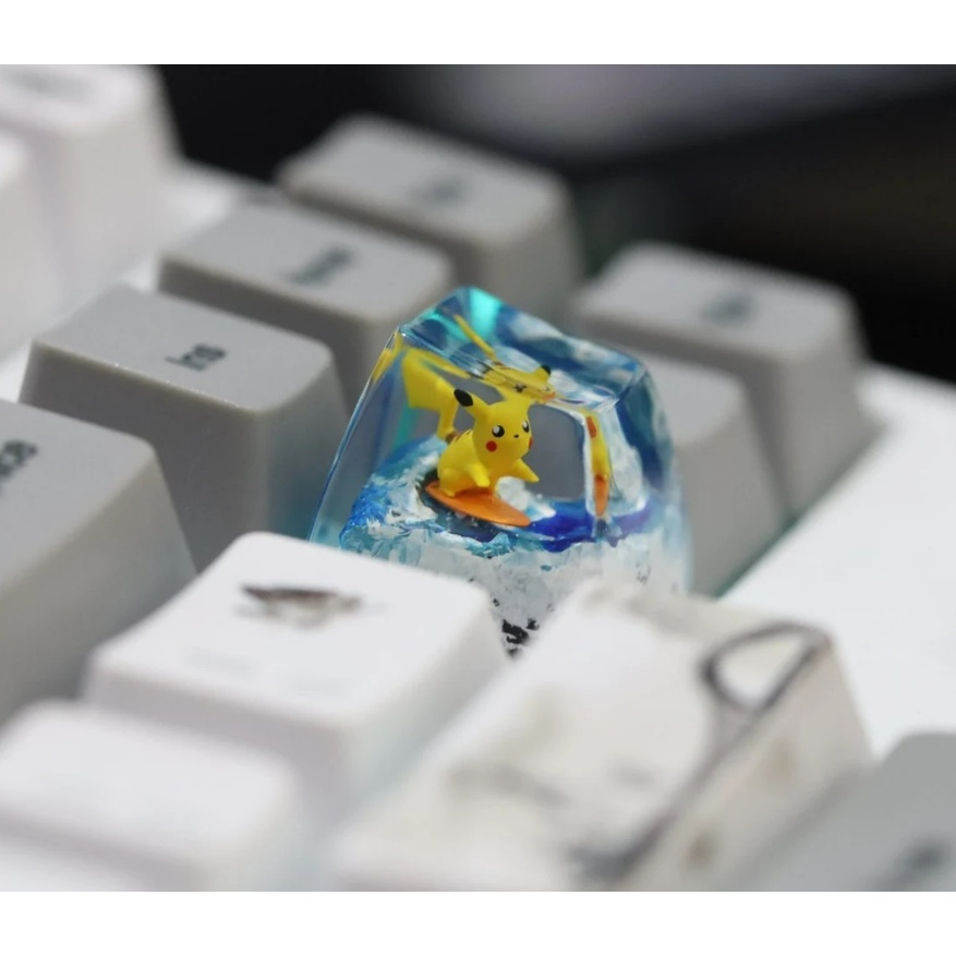 Nút bàn phím Pikachu lướt sóng siêu dễ thương, nút bàn phím lẻ Pokemon, keycap lẻ, keycap anime