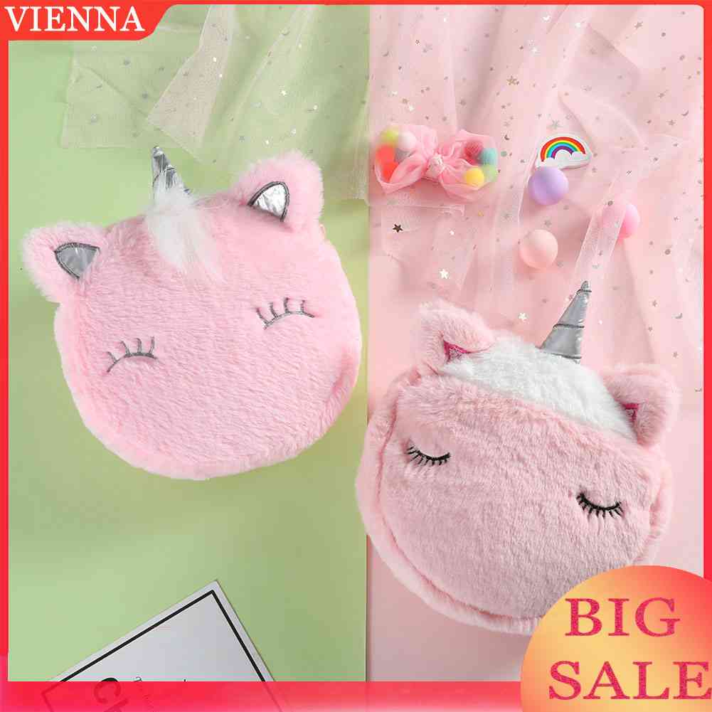 Túi Đeo Chéo Mini Bằng Vải Bông Có Khóa Kéo Họa Tiết Hoạt Hình Cho Bé Gái