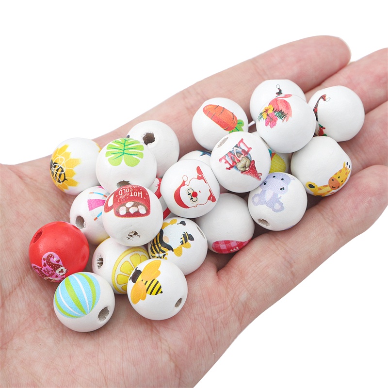 Hạt xỏ BEADIA bằng gỗ pha trộn màu sắc ngẫu nhiên dùng làm trang sức DIY