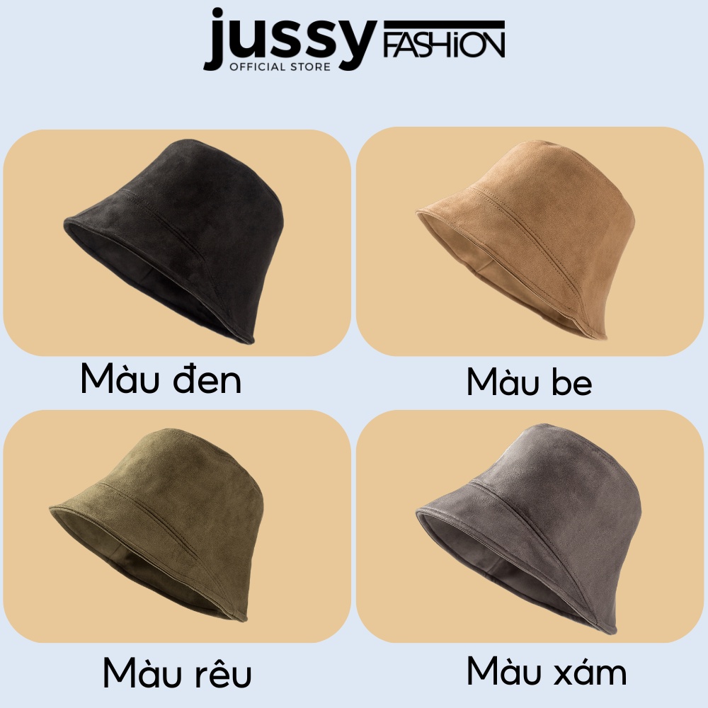 Mũ Bucket Unisex Vành Xéo Jussy Official Kiểu Nón Tai Bèo Da Lộn Cá Tính Phong Cách Thời Trang Hàn Quốc