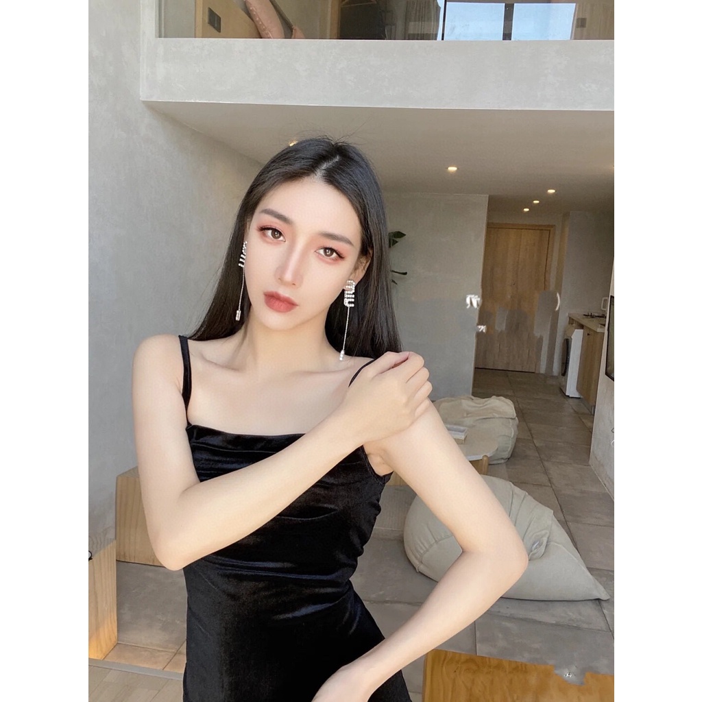 Miumiu Khuyên Tai Thép Titan Đơn Giản Thanh Lịch / Cá Nhân / Tinh Tế / Chữ Cái Cho Nữ