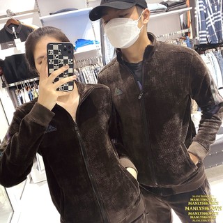 Bộ thể thao nam chính hãng MANLY form slimfit màu nâu, Bộ thể thao nỉ nhung cao cấp A8604