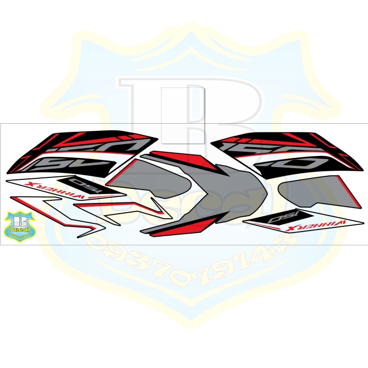 DECAL PVC 5 LỚP CHẤT LƯỢNG CAO Tem rời winner X đỏ trắng đen