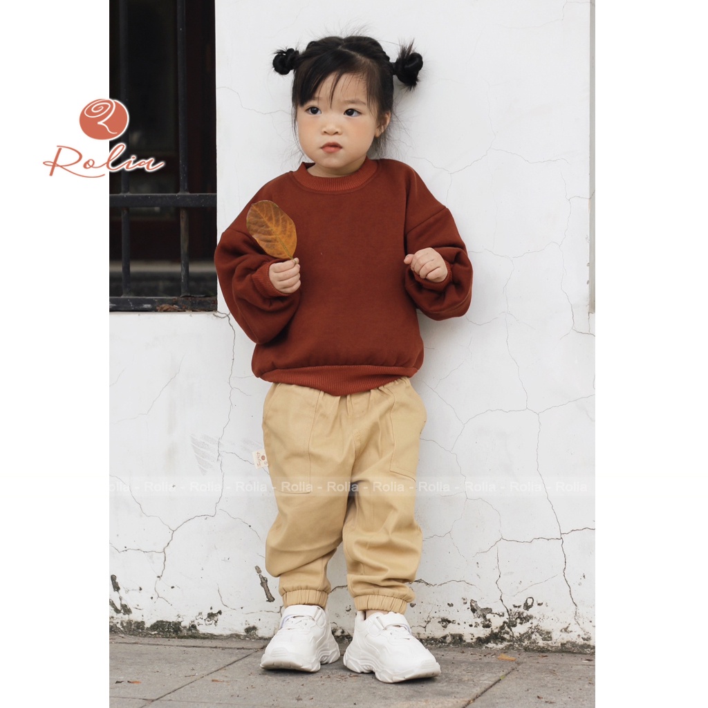 Quần kaki basic unisex ROLIA vải kaki dày dặn, chắc chắn cho bé trai và gái Q02