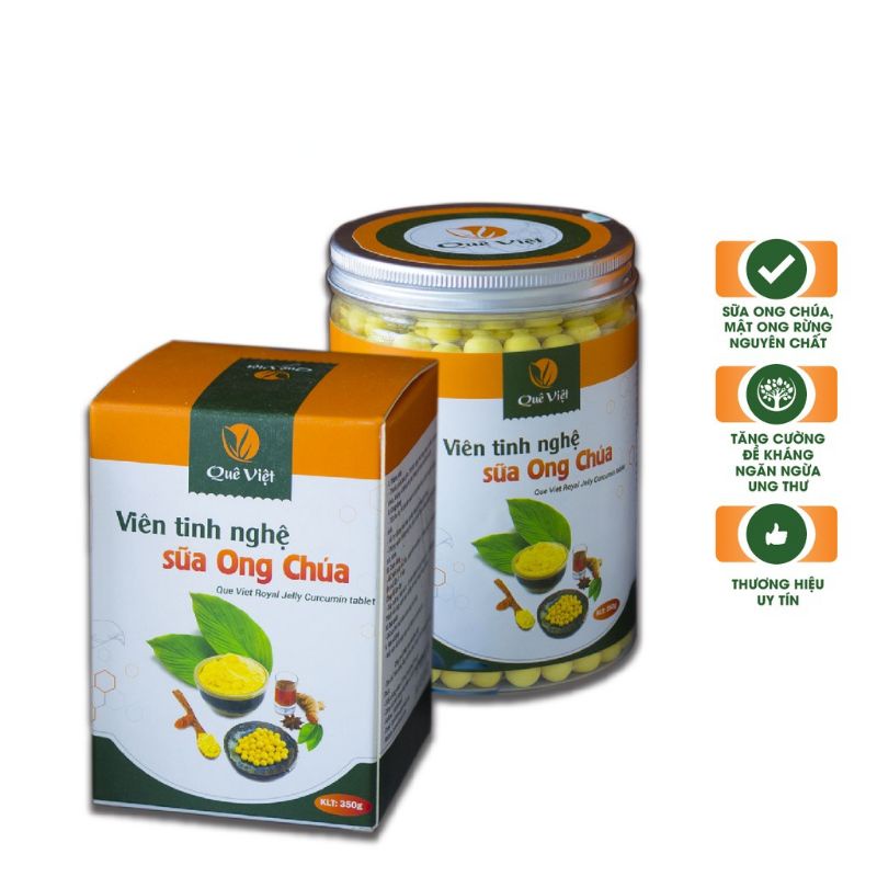 Nghệ viên mật ong sữa ong chúa Quê Việt tăng cường sức khỏe, làm đẹp da 350gr