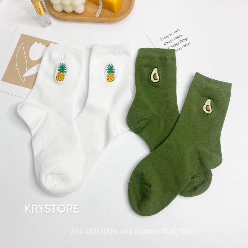 Tất cao cổ quả Bơ thêu chất đẹp dày dặn freesize nam nữ TC41