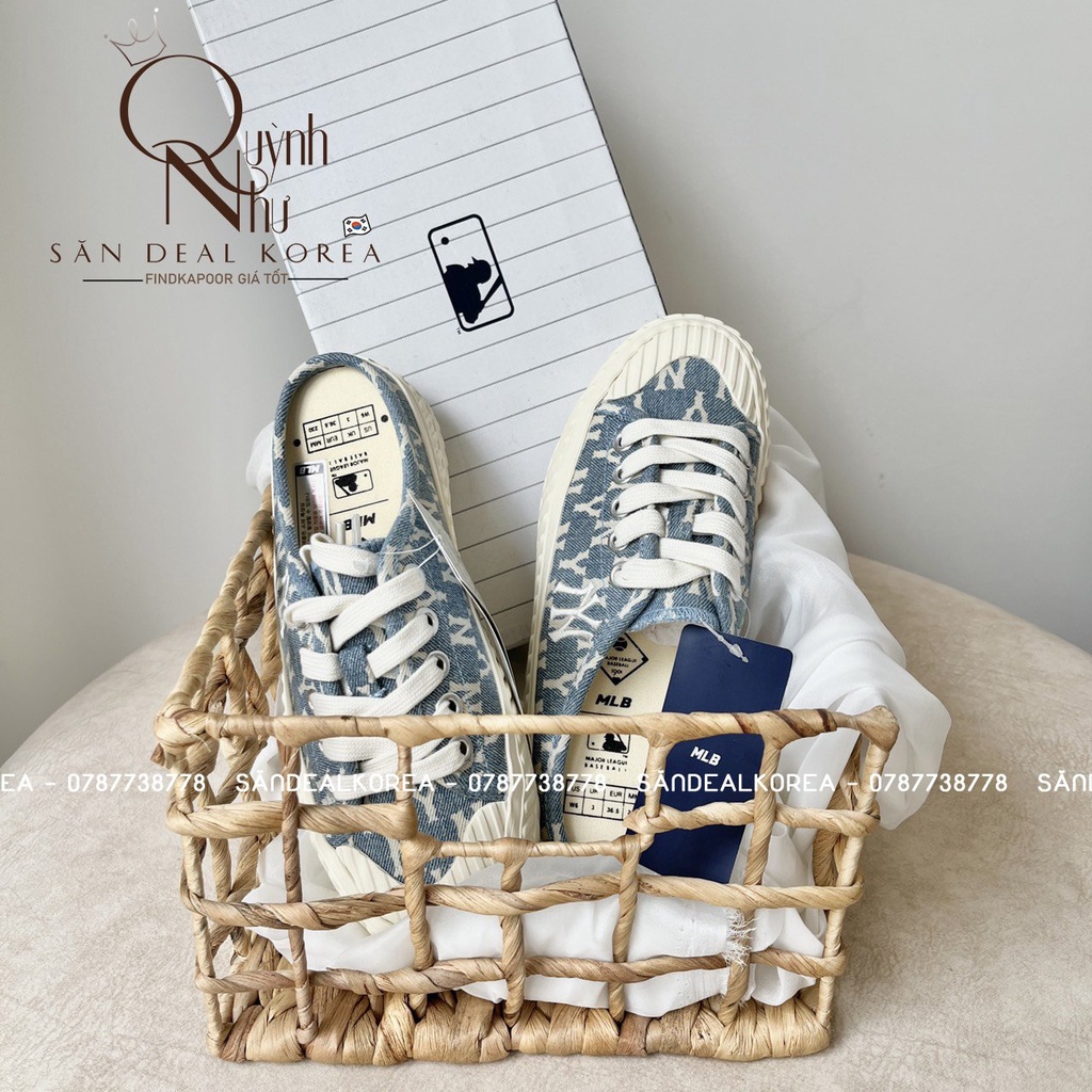 Dép sục MLB Monogram Playball Mule ver 2021 đen/trắng/denim