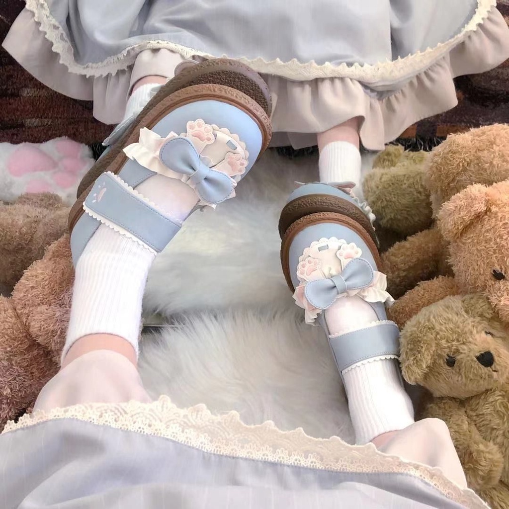 Giày Da Mũi Tròn Phong Cách lolita Hàn Quốc Dễ Phối Đồ