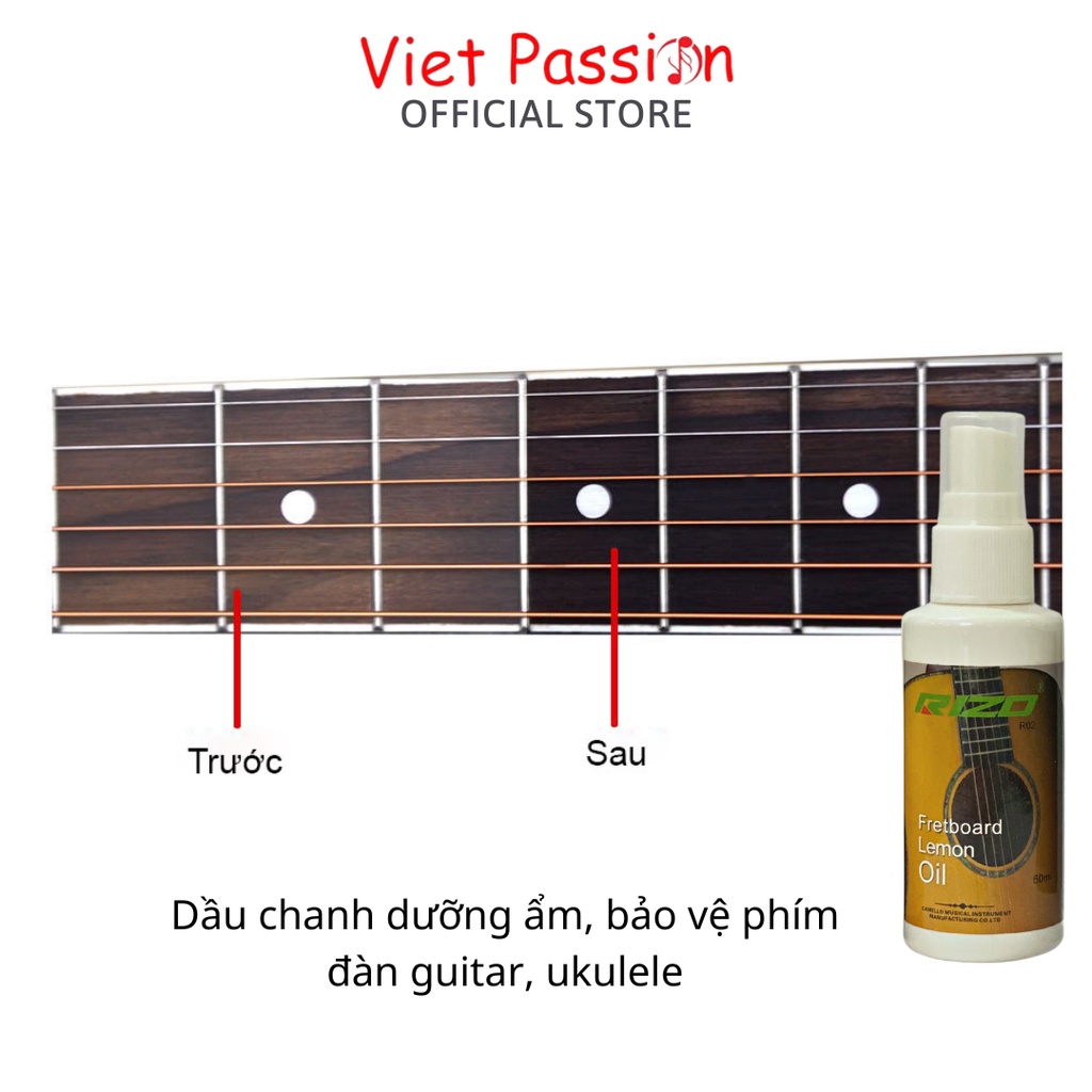 Dầu Oil chống gỉ dây đàn dầu chanh dưỡng ẩm mặt phím guitar làm sạch thùng đàn piano sáp ong Rizo Vietpassion HCM