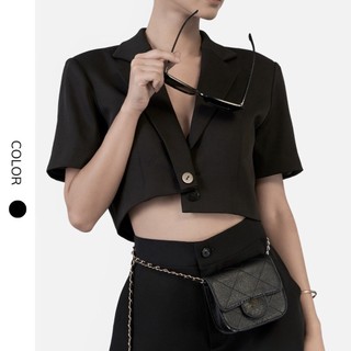 Áo blazer nữ Cira Blazer SMI013 dáng ngắn, thiết kế vạt lệch lạ mắt - Uni By Heart