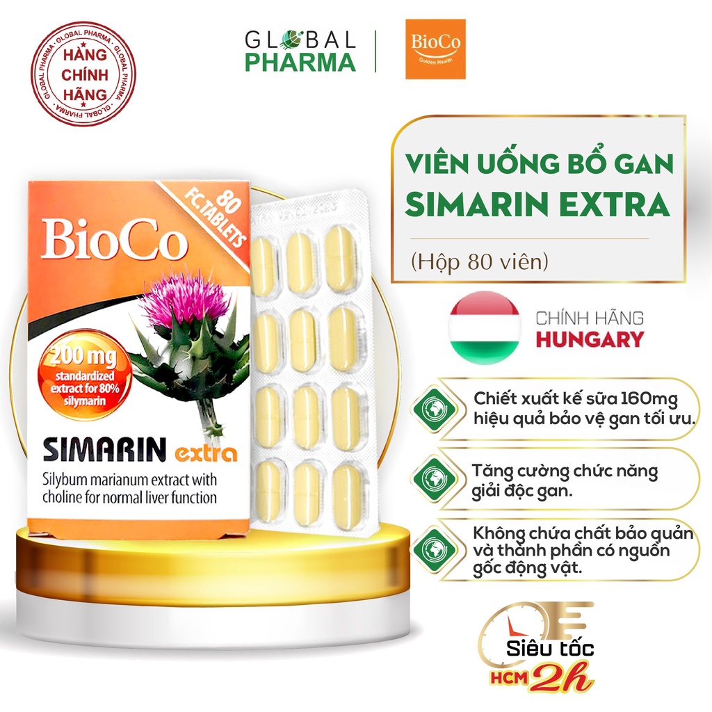 [HUNGARY] Giải độc gan, Hạ men gan BIOCO SIMARIN EXTRA (Hộp 80 viên)